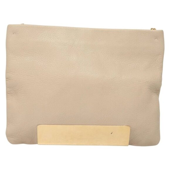 Jimmy Choo Chain Shoulder Bag Leather Beige Gold Auth bs27431 - Picture 2 of 15